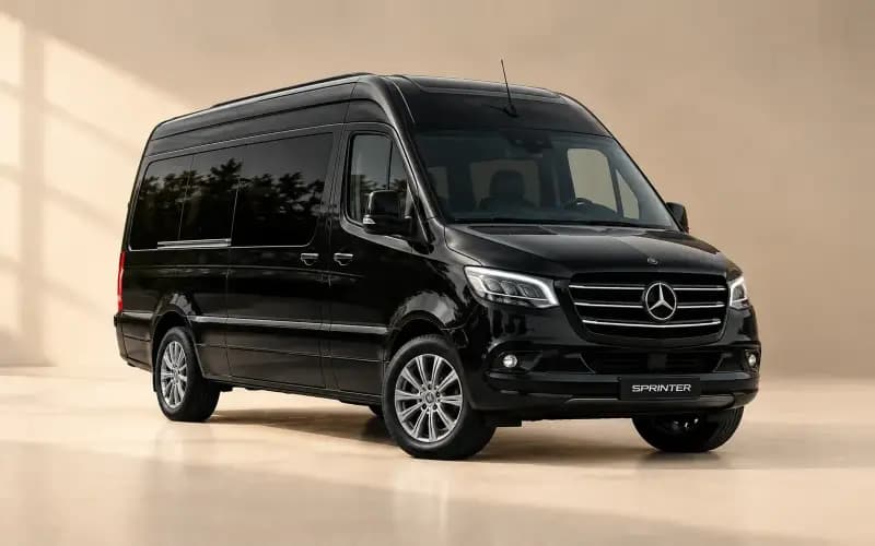 Black Mercedes-Benz Sprinter van