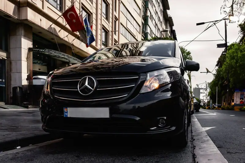 Black Mercedes Vito van parked on a city street